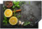 KitchenYeah© Herdabdeckplatte 80x52 cm Einteilig Ceranfeld Abdeckplatte Küche Deko Ceranfeldabdeckung Herdabdeckung Induktionsmatte Zitrone - Beton - Pfeffer - Kräuter - Obst
