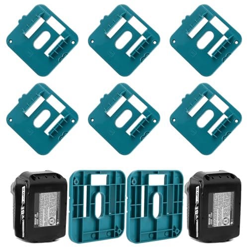Pack of 6 Battery Holders for Makita 18 V, Battery Holder Battery Wall Mount for Makita 18 V with 12 Screws, Wall Mount Battery Holder for Bl1860 Bl1850 Bl1840 Bl1830 (No Battery)