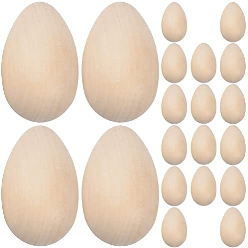 SHINEOFI Unvollendete Ostereier Aus Holz: 20 Ostereier Zum Bemalen Von Mini-Ostereiern Bastelei Gefälschte Hühnereier Zum Dekorieren Von Osterei-Ornamenten
