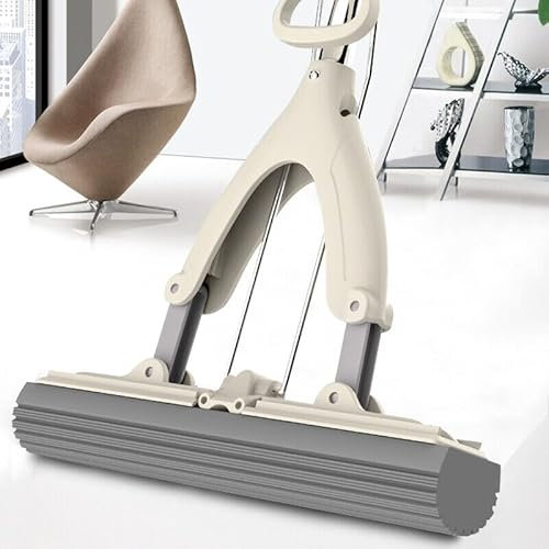 Sponge Mop, Sponge Mop Heavy Duty Super Absorbent Cleaning Floor Superdry Telescopic Handle for Cleaning Laminate, Tile, Hardwood Floor, With 2pcs Sponge Mop Head