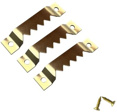 EesTeck Confezione da 50 ganci grandi a dente di sega in acciaio, per appendere quadri, quadri, quadri, quadri, quadri, foto, foto, colore oro