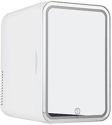 KOHARA Petit Mini-réfrigérateur pour Chambre à Coucher, avec Miroir LED, Mini-réfrigérateur de Maquillage d'une capacité de 8 L, Chaud et Froid, réfrigérateur pour Soins de la Peau à d