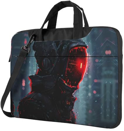 Hacker Era Laptoptasche mit Aufdruck – stilvolle Kuriertasche und Laptoptasche für Damen und Herren mit Schultergurt, Schwarz, 15.6 inch