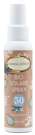 Bio solare spray spf30, solo filtri fisici, no nano particelle, biologico,con olio di oliva bio, estratto di aloe e vitamina E, 100ml