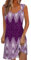 Robe De Plage Femme Printemps Été - Rose, Violette, Verte - Midi Sans Manches Fleurie - Tee Shirt Violet L