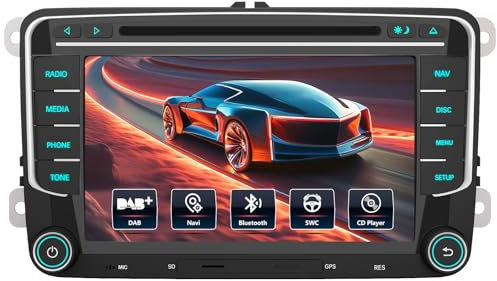 AWESAFE DAB+ Radio für VW Golf 5 Golf 6 Skoda Seat, unterstützt Carplay, Android Auto, CD-Laufwerk, Bluetooth, 2 Din Autoradio mit 7 Zoll Bildschirm