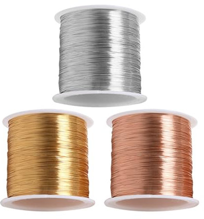 Minging 3 Rollos Alambre De Cobre 0.3 Mmx100cm Hilo De Cobre No Destiñe y Es Fácil De Cortar Artesanías Rebordeado Alambre Manualidades Hilo Para Manualidades De Bisutería (3)