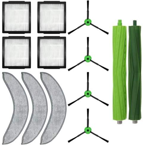 MIRTUX Pack de Accesorios Compatible con Robot Aspirador Roomba J7/J7+ - Kit de Recambios Completos - Incluye 1 Cepillo Principal, 4 Filtros, 4 Cepillos Laterales y 3 Mopas