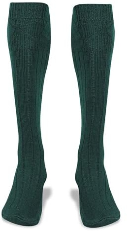 BELGLY Mens Kilt Socks Traditional Scottish Highland Wear Wool Kilt Hose Casual Wedding Sports Leg Warmers (Green, Large)