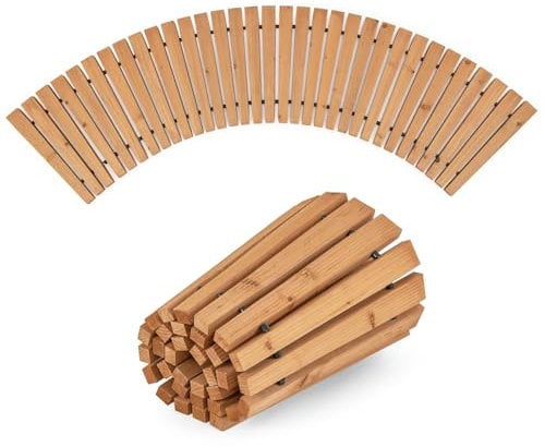 COSTWAY Ausrollbarer Gartenweg Holz, gebogener Holzweg Garten, Rollweg mit Metalldraht & Rutschfester Oberfläche, Gehweg Holzsteg Gartentritt, für Terrasse Hinterhof Rasen, Natur (43 x 216 cm)
