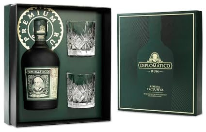 Diplomático ReservaExclusiva70cl - Special pack con due bicchieri.Rum premium invecchiato. 40% vol.