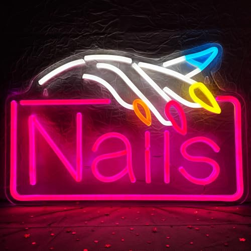 Nails Neon Sign Nail Salon Room Decor Window Wall Art for Nail Shop Storefront USB Powered 15.7x10.7