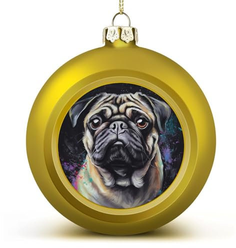 Weihnachtsbaumschmuck, Porträt eines Mops, Weihnachtskugel-Dekorationsset, Weihnachtsbaumschmuck für Urlaubsdekoration