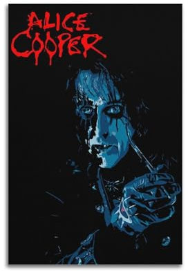 Alice Cooper, gedrucktes Albumcover, signiertes Poster, Musikcover-Poster, Pop-Hip-Hop-Rap-Sänger-Star, Musikposter, ästhetische Leinwand, Wandkunst für Mädchen und Jungen, Teenager,