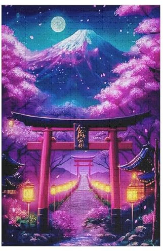 Kirschbaum, japanische Kunst 1000 Teile Puzzles Für Erwachsene Holzpuzzle Familienpuzzlespiel Stressabbau-Puzzle Für Erwachsene Kinder Ab 12 Jahren 78×53cm