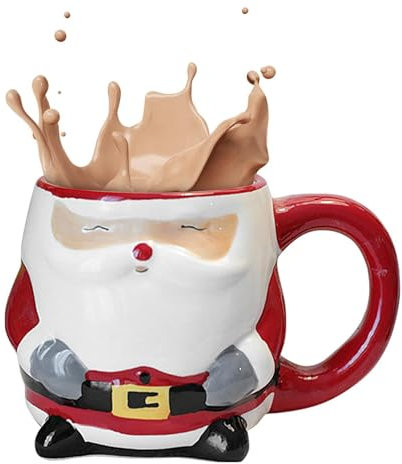 LearnLyrics Tazas de Papá Noel | Taza de cerámica con Papá Noel/taza de cerámica navideña, pintada a temperatura media, taza con forma de, taza de Papá Noel