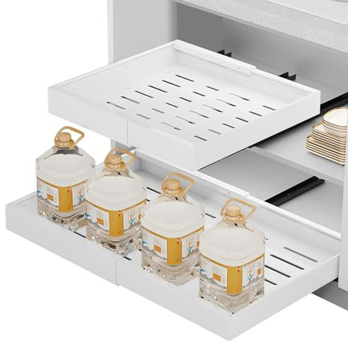 Eckerdromk Cajón Extraible para Cocina - Organizador Deslizante con Bandeja Extensible (31-53 cm B x 42 cm T x 6 cm H) para Armario (Blanco)