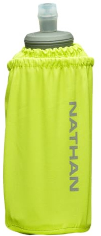 Nathan 18 Oz Portable Squeeze Bottle - Exo-Draw Collapsible Insulated Bottle - Grip-free Strap and Rigid ExoSpine for Comfort/Support - Breathable Mesh Strap - Ideal for