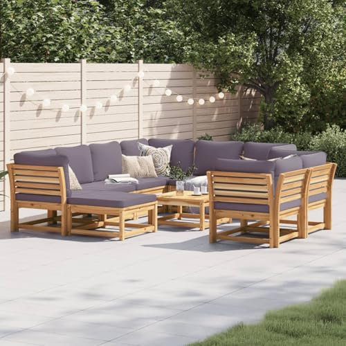 Xichuzi Juego Muebles jardín 10 pzas con Cojines Madera Maciza Acacia, Conjunto Jardin Exterior, Muebles Jardin Exterior, Mueble Terraza, Set De Jardin Exterior, Juegos De Terraza - 3214319