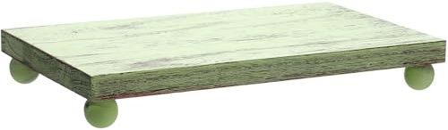 Amyhill Wood Pedestal Stand Kitchen Soap Tray Farmhouse Wooden Riser Stand for Kitchen Bathroom Counter Table Decor Plant Candle Vases Display (12 x 7 Inch,Green)
