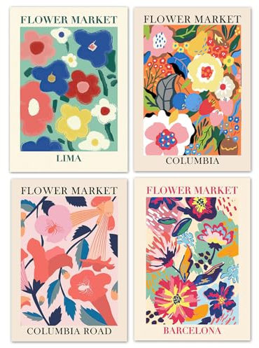 BSITSSS Poster (20x30cm) ohne Rahmen, Posters Bunte Florale Muster, Vintage Poster, Wandposter, Posters Aesthetic für Frauen, Heimbüro, Schlafzimmer, Wohnzimmer, Cafés, Wanddekoration