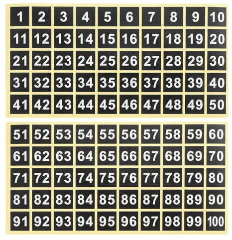 PATIKIL 25mm Consecutive Number Stickers 1-100 Viny Number Decals, Black | Square, Self-Adhesive, for Inventory Storage Organizing, Locker, Toolbox, Bins, Indoor Outdoor