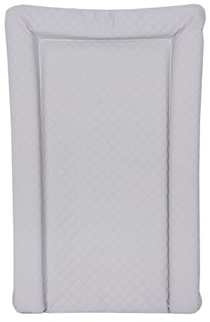 Deluxe Unisex Baby Waterproof Changing Mat with Raised Edges 46x73cm Quilted Caro Solid Colour - Pink or Blue or White or Grey (Grey)
