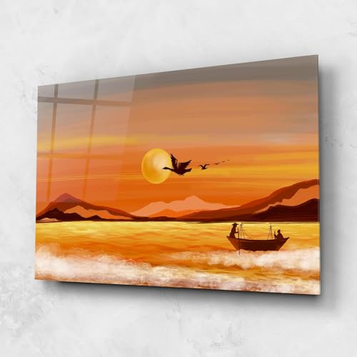 ARTHUB® Moderne impression sur verre 70x100 cm, 4mm verre trempé | Tableau en verre salon et chambre, Décoration murale moderne, Décoration intérieure, paysages, 20988