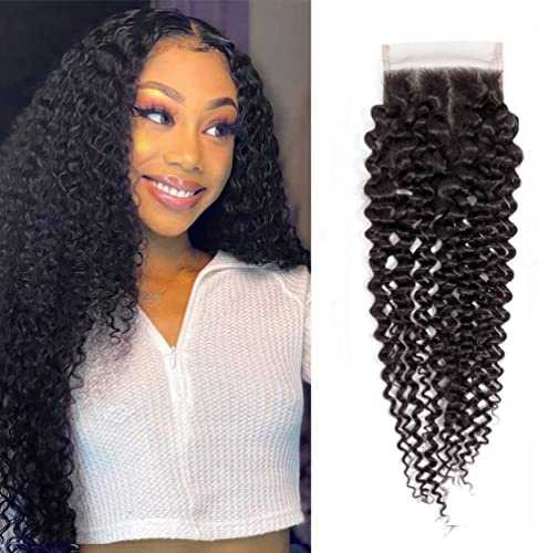 10 Zoll x 4 Zoll Lace Closure Strähnen Perücke Brasilianisch Glatt Menschenhaar Kinky Curly für Damen