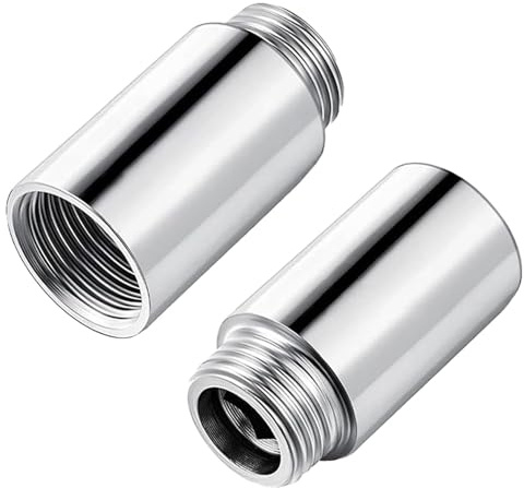 QZKJQDD 2 Pcs 50mm 1/2 Female to 1/2 Male BSP, Tap Extension 1/2 inch, Stainless Steel Pipe Fitting, for faucets, Angle Valves, Shower Heads, Thread Extensions, Water Connections