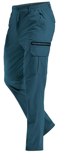 MOURCE Pantalones de senderismo ligeros para hombre, de secado rápido, resistentes al agua, con 7 bolsillos, para camping, pesca al aire libre, azul celeste, 32W / 30L