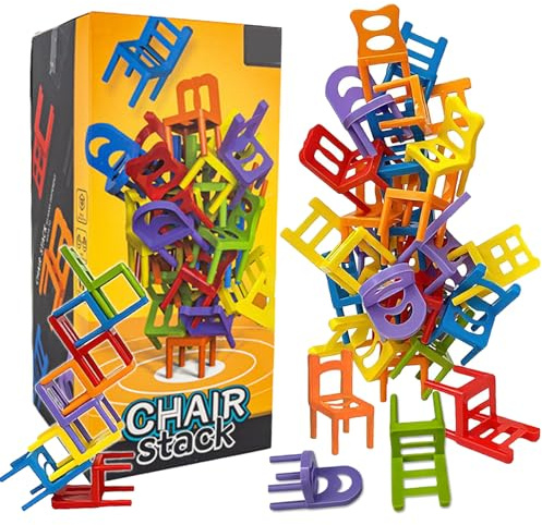 Eymobad 42 PCS Stapelstuhlspiel, Mini Stuhl Balance Blöcke Spielzeug Stapelspiel, Stapelstühle Stapelturm Spiel, Kinder Balance Stacking Spiel, Stuhl Stapeln Spie Für Partys Mit Mehreren Spielern