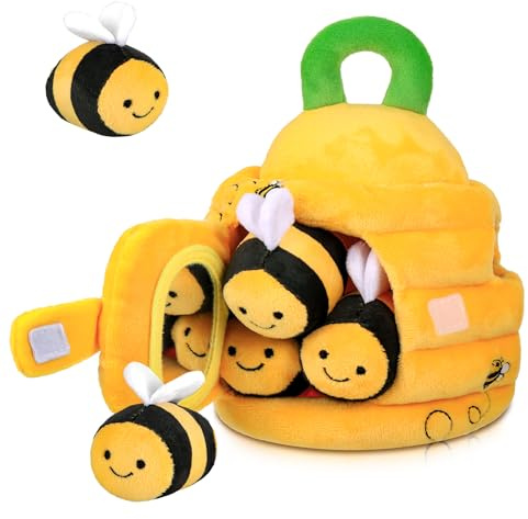 MICHIHOMIE Jouet en Nid d'abeille pour Les 6 à 12 Mois, avec 5 Abeilles à Capteurs, Jouet Montessori, pour Les Bébés de 1 à 3 Ans, Garçons et Filles