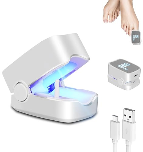 LED Light Nail Fungus Treatment Device - Portable Solution for Discolored, Damaged & Thickened Toenails and Fingernails - Foldable Design for Home Care and Travel