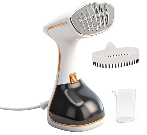 Steamer Dampfglätter 1640W, 320ML Steamer Wassertank Dampfbürste Faltenentferner, 25 Sekunden Aufheizzeit, 18 Min. Steamen, Hand Held Steam Iron & Go, für Zuhause, Büro, Reisen (Cremeweiß)