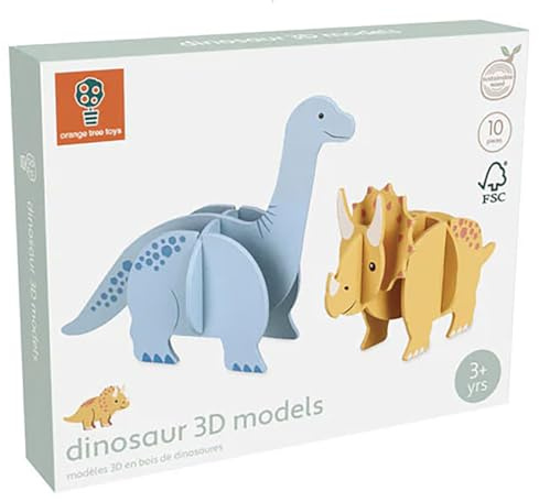 Orange Tree Toys Wooden Dinosaur Toy 3D Puzzle Animal Figures set for kids
