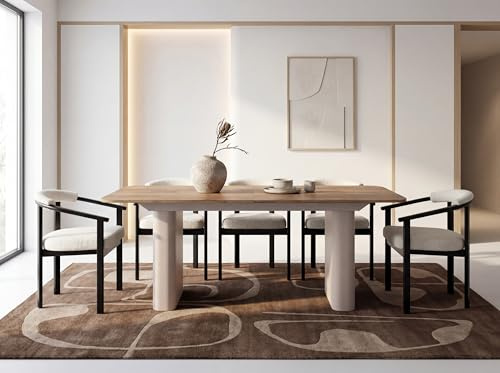 WFL GROUP Ausziehbarer Rechteckiger Esstisch – XXL Modernes Design Metallgestell in Kaschmir – für 8-12 Personen, 180 x 90/280 cm – Eiche Braun