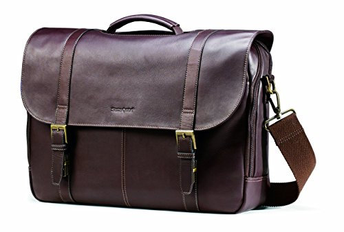 Samsonite Colombian Leather Flap-Over Messenger Bag, Brown, One Size, Colombian Leather Flap-Over Messenger Bag