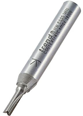Trend CraftPro Straight Two Flute Router Cutter Bit, 1/4 Inch Shank, 2.5mm Cut Diameter & 8mm Cut Length, Tungsten Carbide Tipped, C001EX1/4TC
