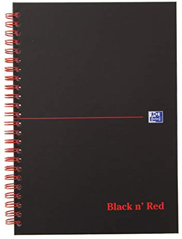 Oxford 400047652 Spiralbuch Black n Red DIN A5 kariert mattes Hardcover 70 Blatt schwarz rot