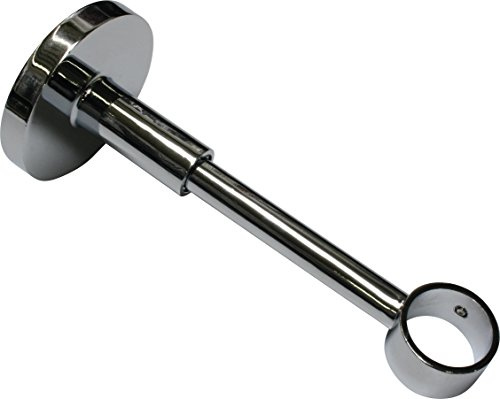 Gardinia Bracket with Mounting Plate for Curtain Rods, 1-Rod Holder, Closed, Mounting Kit Included, Chicago Series, 20 mm Diameter, Chrome