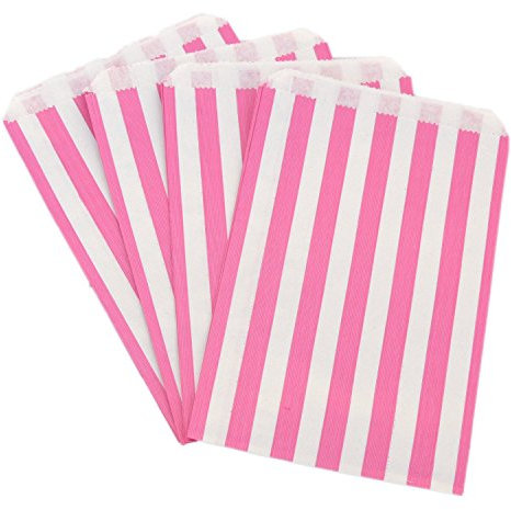 The Paper Bag Company Candy Stripe Paper Bags, 5 x 7 Inches - Pink, Pack of 500