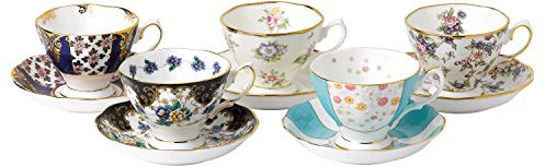 Royal Albert 40017543, Tazze da te con piattino, collezione 1900-1940, set da 5