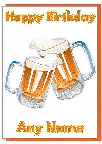Personalisierte Geburtstagskarte mit Biermotiv, Name und Alter hinzufügen.