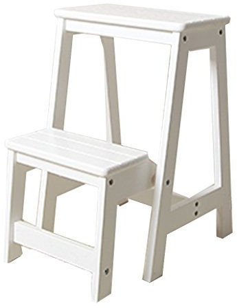 Tritthocker Klappstufen Hockerleiter Holz Home Massivholz Mobile Treppe Hocker, Dual-Use-Stühle, zweistufige Leiter (Farbe : C)