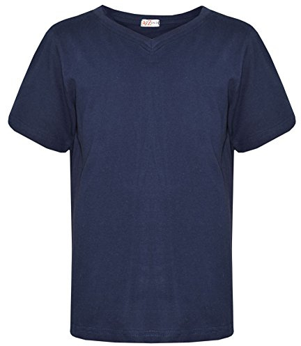 A2Z 4 Kids Cotton Basic T-Shirt V Neck Short Sleeve School Wear | Soft 100% Cotton Casual Fit Tee for School and Everyday Comfort Ages 2-13