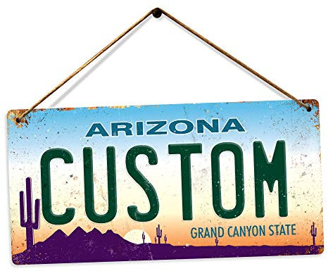 Personalised American Number Plates - Custom Arizona – Holes and Twine | Printed Metal Wall Sign Plaque Show Plate
