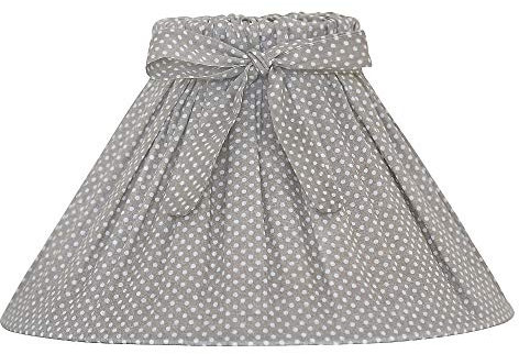Grafelstein Lampenschirm STINE, Ø 30 cm, grau weiß gepunktet mit Schleife, Tischlampe Landhaus, groß, E14 und E27 geeignet
