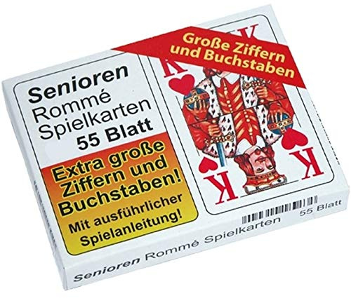 marion10020 Senioren Romme Karten Rommekarten Spielkarten Canasta Rommékarten Rommé, mit Spielanleitung, 6X 55 Blatt