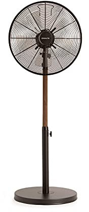 CREATE / AIR STAND WOOD/Ventilateur sur pied oscillant noir / 50W, hauteur réglable et ajustable, 3 vitesses, système de sécurité, Ø40, moteur en cuivre